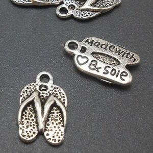 12pcs Flip‎ Flop Charms Silver Tone Metal